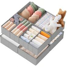 Foldable Baby Organizers And Storage & Dresser Organizer For Bedroom, Drawer Organizer Clothes,Closet - Nursery Organization Dresser Dividers For Underwear, Sock, Bib,Etc. - Grey - View 8