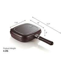 Titanium Nonstick Double Pan Omelette Pan Flip Pan Square Dishwasher Brown Jumbo Grill - Brown - View 3