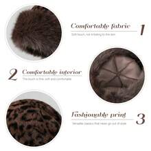 Women's Plush Woolen Hat With Sheep Print, Warm And Soft, Adjustable, Perfect For Winter And Spring, Christmas, New Year's, Thanksgiving, And Valentine's Day.Mother's Day,Mom,Mother's Day Gift,Flower,Jewelry,Mother's Day Decorations,Mother's Day Party Supplies,Women,Pink,Gift Set - 棕色 - 查看 6