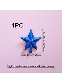 1pc Christmas Medium Size Red Glitter Star Decor For Tree Top (Slight Powder Loss Is Normal Phenomenon),Christmas - Royal Blue - View 9