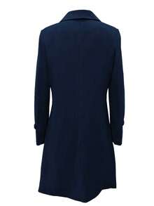 Women's Elegant Solid Color Casual Vintage Suede Trench Coat Jacket - 藏蓝色 - 查看 2