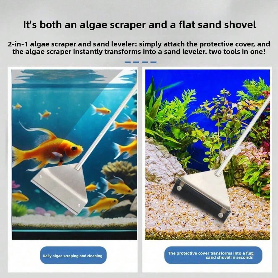 Fish Tank Cleaning Tool Flat Sand Algae Removal Dual-Use Glass Algae Removal Scraper Household Cleaning Tool Aquarium Accessories - Multicolor - View 1