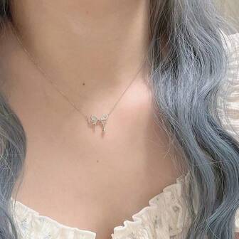 Collar de doble capa de lazo de plata de ley 925 - Hipoalergénico, adecuado para uso diario y ocasiones especiales, un regalo ideal para ella