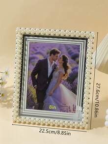 1pc Premium Pearl Glass Photo Frame, 5/6/7/8 Inch, Suitable For Storing Love Photos, Wedding Photos, Birthday Photos, Travel Photos And Valentine's Day Gifts (Photo Paper Shipped Randomly) - Beige - View 7