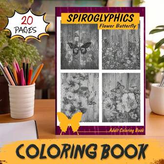 1pc Floral & Butterfly Themed Spiral Coloring Book - Mindful Art To Relax The Mind & Body, Ideal For Back To School Season, Creative Doodling Activity, Adult Coloring Book