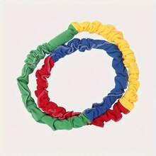 1根可调节长度（118.11-196.85英寸）帆布拔河绳，双芯加厚设计，适用于团体聚会、团队建设活动、室内外运动 - 无需电池，亮黄色配红/蓝/白条纹，经久耐用且便于携带，适用于拔河比赛、拔河配件、室内运动器材，趣味设计，结构坚固