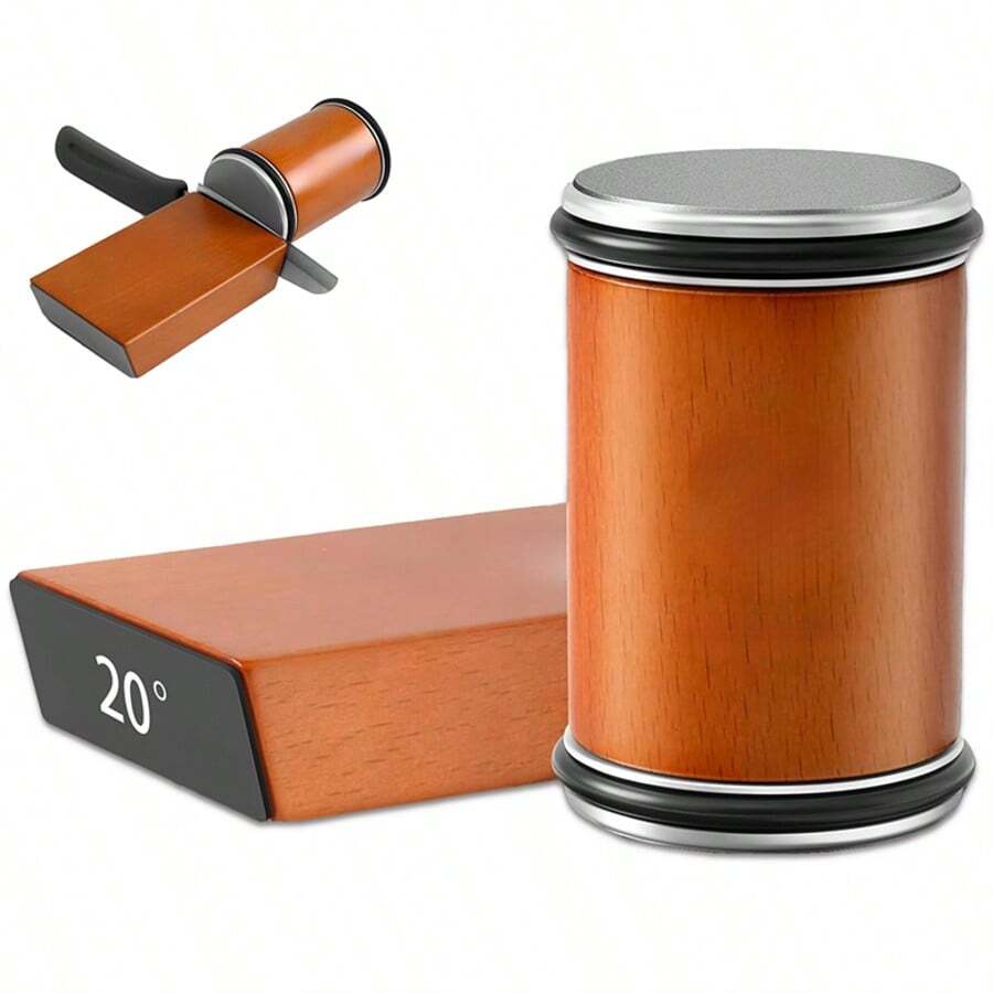 Knife Sharpener Tool, Rolling Knife Sharpener Kit, Knife Sharpening With Diamonds And Ceramic For Steel Of Any Hardness, Kitchen Knife Sharpener With 15 & 20 Degree Magnetic Angle - Brown - View 1