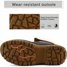 PENNYSUE Women's Waterproof Insulated Snow Boots, Warm Lace Up Mid Calf Duck Boots For Outdoor And Winter Wear - 棕色/灰色 - 查看 7