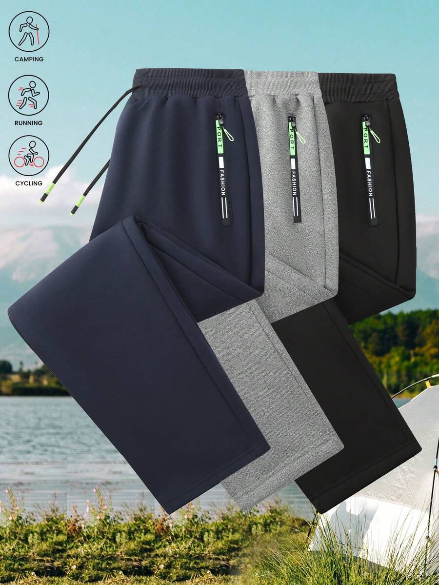 Platform Selected - Men's Casual Sports Versatile Long Pants, Spring/Autumn Solid Color Casual Pants - Navy Blue - View 1