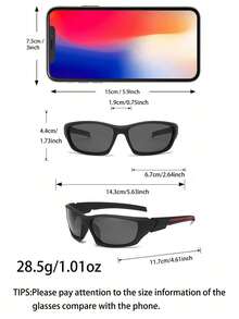 3 piezas/1 pieza Gafas deportivas de moda minimalista con marco cuadrado de PC, adecuadas para actividades al aire ciclismo