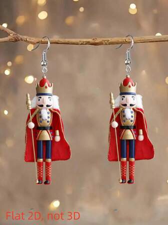 1 par de pendientes con colgante de Cascanueces Guardia Rojo en 2D, de moda y ligeros, hipoalergénicos, adecuados para uso diario y fiestas, pendientes de pareja, regalo perfecto para familia, amigos y compañeros de clase en Halloween y Navidad