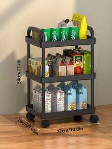 1pc Plastic Multi-Tier Rolling Cart, Mobile Storage Rack For Snacks, Kitchen, Bedroom, Bathroom And Office Kitchen Items Kitchen Accessories Kitchen Tools - Multicolor - View 10
