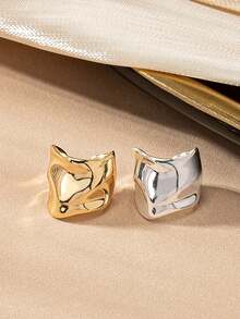 2pcs/Set Gold & Silver Minimalist Clip-On Earrings Set (For Women) - Multicolor - View 4