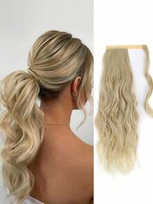 Ponytail Extension Dirty Blonde Pony Tail Curly Wavy Wrap Around Clip In Hair Extensions Synthetic High Resistant Fiber Fake Hairpiece For White Women - Multicolor - View 11