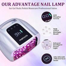 96W Rechargeable Cordless UV LED Nail Lamp Portable Nail Polish Curing Lamp With LCD Display Auto Sensor 4 Timer Setting And Smart Sensor Nail Dryer Silver - Silver - View 2