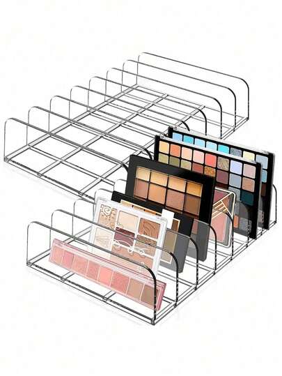 2件套眼影盘收纳盒，化妆品收纳盒，彩妆收纳展示架，适用于梳妆台、浴室台面、橱柜、摄影道具、收纳盒、抽屉分隔器、整理收纳、香水