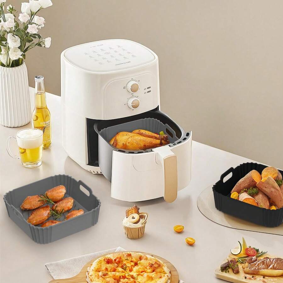 1pc Reusable Silicone Air Fryer Liner, Air Fryer Accessories, Kitchen Supplies To Replace Disposable Baking Tray Paper Liners - Multicolor - View 1