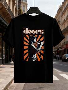 Camiseta de Doors Band, tela de calidad, ajuste cómodo, informal, estampado gráfico único. - Negro - Ver 2