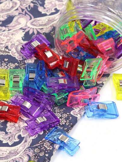 100 piezas de clips de eje de plástico de colores fijos para posicionar, accesorios de costura, acolchado, clips de recubrimiento de máquina de coser, clips pequeños de plástico para posicionar la costura y el acolchado