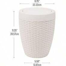 - Bote de basura de 8 litros 2 gales capacidad, decoracin de bao, tapa giratoria, accesorios, redondo, 8. pulgadas de largox 8. pulgadas de anchox 11.2 pulgadas de alto, marfil - cubeta redondo marfil - Ver 4