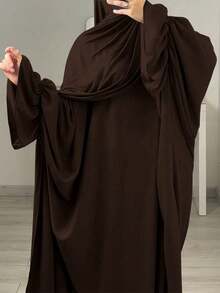 1 件蝙蝠袖长袍，穆斯林伊斯兰女装，适合日常穿着，四季皆宜 - 彩色 - 查看 8