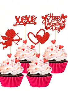 12 que tăm hình thần tình yêu Red Cupid dùng để trang trí tiệc Valentine, đám cưới, kỷ niệm ngày cưới - Đỏ - Xem 1