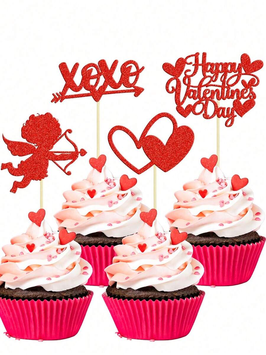 12 que tăm hình thần tình yêu Red Cupid dùng để trang trí tiệc Valentine, đám cưới, kỷ niệm ngày cưới - Đỏ - Xem 1