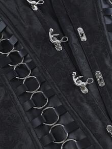 Áo nịt ngực Steampunk Gothic không dây khóa cài định hình bodysuit có xương bó sát cổ điển ôm sát dành cho nữ, áo nịt eo dự tiệc - màu đen - Xem 5