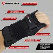 NeoCarbon Muñequera Ortopédica de Neopreno, Inmovilizador Deportivo Ajustable para Esguinces, Túnel Carpiano y Tendinitis(Negro) - Multicolor - Ver 3