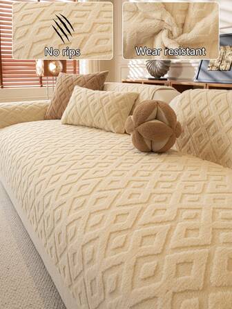 1pc Thick Plush Sofa Cushion Cover, All-Season Sofa Seat Protector, Modern Minimalist Anti-Slip Sofa Slipcover, Dust-Proof Machine Washable Sofa Blanket, Soft & Fade-Resistant Bedroom Decor, Pet-Friendly, Fits L-Shaped Sofa And 1/2/3/4 Seater Sofas