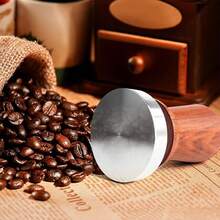 Aimall 304 Stainless Steel Coffee Tamper Press Non-Slip Handle Even Tamping 51/53/58mm - Brown - View 10