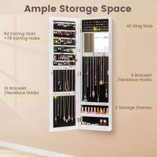 Lifezeal Wall Door Mounted Mirrored Jewelry Cabinet Storage Organizer Back To School Dormitory Storage - trắng - Xem 4