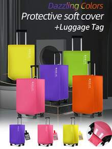 2pcs/Set (Portable Luggage Protective Cover With Luggage Tag) - Premium Luggage Cover And Luggage Identifier, Fits 20-30 Inch Suitcases, Durable Non-Woven Fabric, Abrasion-Resistant And Tear-Resistant, Perfect For Anti-Scratch, Anti-Dust And Anti-Stain, No Need To Remove During Security Check, Easy To Identify Your Luggage. - Multicolor - View 1