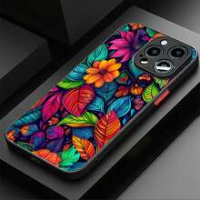 A Case With A Vibrant Tropical Floral Print, Compatible With IPhone 16, 15, 14 Pro Max, 13, 12, 11, XR, And XS Plus. Made Of TPU Silicone, It Offers Protection Against Bumps And Drops, As Well As A Great Feel. It's The Perfect Gift For Family, Friends, And Loved Ones. - Black - View 2