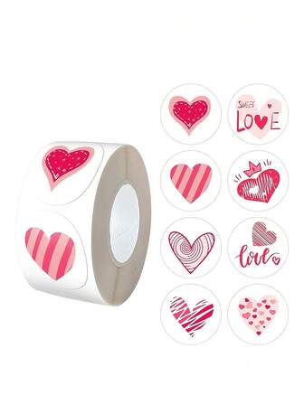 500 piezas de pegatinas redondas con forma de corazón para el Día de San Valentín, tarjetas de cartas de amor, sobres, decoraciones para ramos, pegatinas para regalos, pegatinas decorativas para el Día de San Valentín, pegatinas para regalos