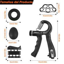 Fortalecedor de Mano 5 en 1 con Contador Mecánico – Kit Completo de Ejercitadores de Agarre Ajustables de 5 a 60kg para Entrenamiento de Mano, Dedos, Muñeca y Antebrazo – Incluye Banda de Resistencia para Dedos, Ejercitador Individual, Anillo de Silicona y Pelota Antiestrés – Herramienta de Fitness y Rehabilitación Portátil para Mejorar Fuerza, Flexibilidad y Coordinación – Diseño Ergonómico con Materiales Resistentes y Antideslizantes, Ideal para Deportistas, Escaladores, Músicos y Personas en Recuperación – Ejercitador Manual Compacto y Ligero para Gimnasio, Oficina o Uso Diario, Perfecto para Aliviar Estrés, Fortalecer Músculos y Aumentar Resistencia en Manos y Brazos - Negro - Ver 8