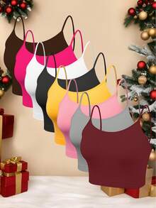 8pcs Seamless Stretchy Active Camis & Sports Bras, Breathable Multicolor Women Undergarments - Nhiều màu - Xem 3