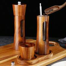 Acrylic Manual Grinder, Solid Wood Pepper Grinder Bottle, Kitchen And Home Camping Salt Spray Rose Salt Pepper Grinder Bottle, No Need For Electricity, Durable And Easy To Clean, Very Suitable For Household Use, Kitchen Essential | Transparent Design | Durable Kitchenware, Pepper Grinder