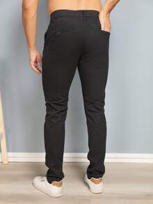 Set Of 3 Men's Ribbed Knit Trousers With Buttons And Pockets. Slightly Stretchy Fabric For Greater Comfort And Style. - preto-chumo-bege - 查看 6