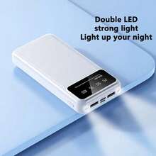 40000mAh Power Bank Portable Charger USB C PD 20W Fast Charging Powerbank Battery Pack For Cell Phones With Dual Flashlight For Camping(4*10000mAh) - Purple - View 2