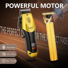 LQT 1 pièce/2 pièces Kit de tondeuses à cheveux et ciseaux de sculpture professionnels, tondeuse électrique sans fil pour hommes, chargement USB et affichage numérique, outils de coiffure pour hommes, ciseaux de sculpture électriques portables, fournitures de barbier pour la maison, cadeaux de Noël pour papa, cadeaux pour hommes