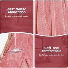 Oversize Women's Bath Towel Wrap (XXL-XXXXL) - Spa Bathrobe Style Set With Hair Towel |   Adjustable, Comfortable & Quick-Drying - 粉紅色-82.68x31.5 - 查看 5
