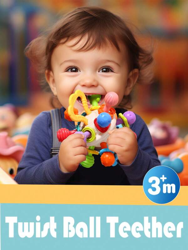 Brinquedo para dentição de bebê - Brinquedo sensorial para mastigar - Brinquedo Montessori de aprendizagem e desenvolvimento para recém-nascidos - 0, 3, 6, 9, 12 e 18 meses Mordedores para bebês - 1, 2, 1, 2 anos, menina, menino, presente de chá de bebê de Natal e Halloween (detalhes, cor aleatória)