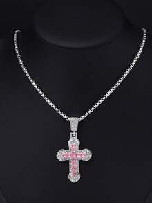 1-5 piezas Elegantes collares con colgante de cruz, joyería de estilo hip hop unisex, accesorios de moda europeos y americanos, adecuados para declaración de moda - Multicolor - Ver 15