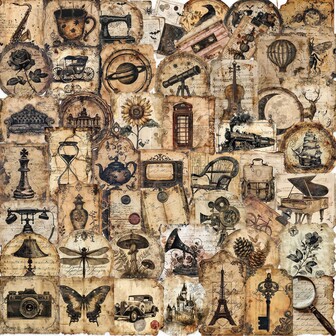 50张卡通复古风格透明PET贴纸标签，适用于水瓶、笔记本电脑、行李箱、手机、派对礼品、青少年和成人收藏品