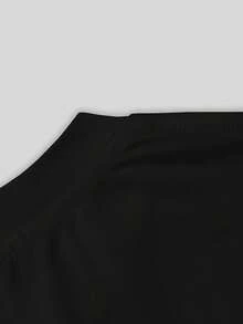 Fashion TrendPure Cotton Suitable For All Seasons Men's Outdoor Style Casual Short Sleeve T-Shirt With Little Dragon Cozy Wooden House Pattern And Letter Print Daily Leisure Wear, Loose And Comfortable - 黑色 - 查看 3