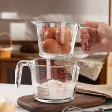 Heat-Resistant Borosilicate Glass Measuring Cup With Handle And Scale, Glass Mixing Bowl For Baking, Cooking And Measuring - Transparent - View 6