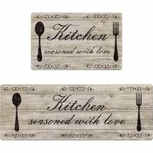 Pauwer Juego de 2 alfombrillas de cocina antideslizantes y antideslizantes de espuma viscoelástica impermeables acolchadas para cocina hogar fregadero oficina - marrón - Ver 1