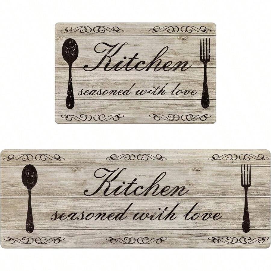 Pauwer Juego de 2 alfombrillas de cocina antideslizantes y antideslizantes de espuma viscoelástica impermeables acolchadas para cocina hogar fregadero oficina - marrón - Ver 1