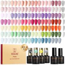 ROSALIND 48 Pcs Semi-Permanent Gel Nail Polish Set Contain 44 Colors Blue Purple Pink UV LED Gel Polish With Glitter Matt Top Coat Gloss Base And Top Coat Gel Nail Set Gifts For Women - bộ 02 - Xem 11